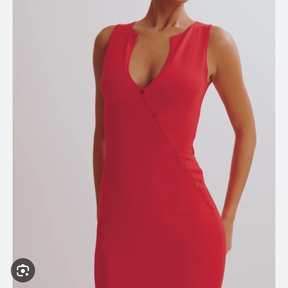 Marina sleeveless buttoned knit dress